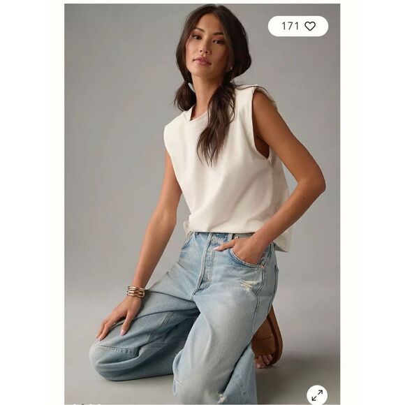Culpos x Inc White shoulder pad top - Picture 1 of 4